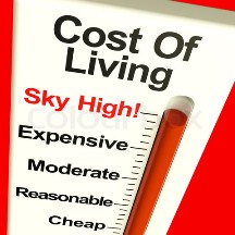 Cost Of Living Expenses Sky High Monitor Showing Increasing Costs